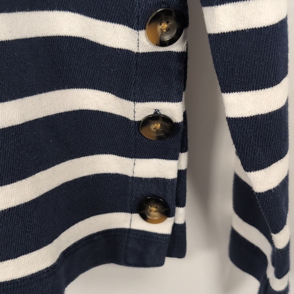 Boden Sophie Breton Stripe Button Side Navy & White Top Nautical Coastal Preppy - Picture 4 of 6